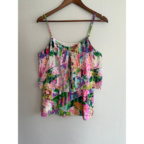 Amanda Uprichard Tops - Amanda Uprichard Abstract Floral Tiered Tank Top